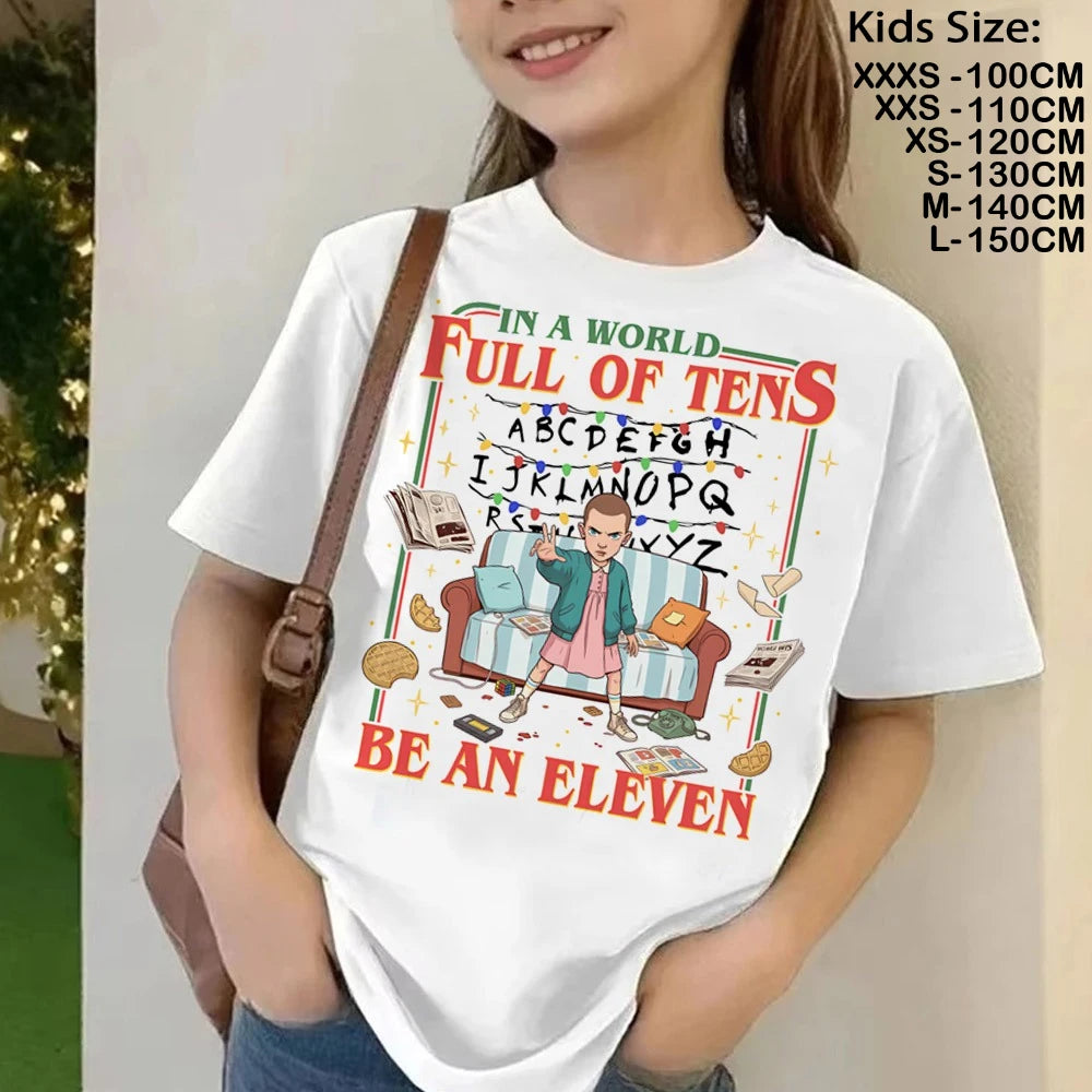 T-Shirt Enfant Imprimé Stranger Things Demogorgon – Manches Courtes Ample Casual | Fille & Garçon