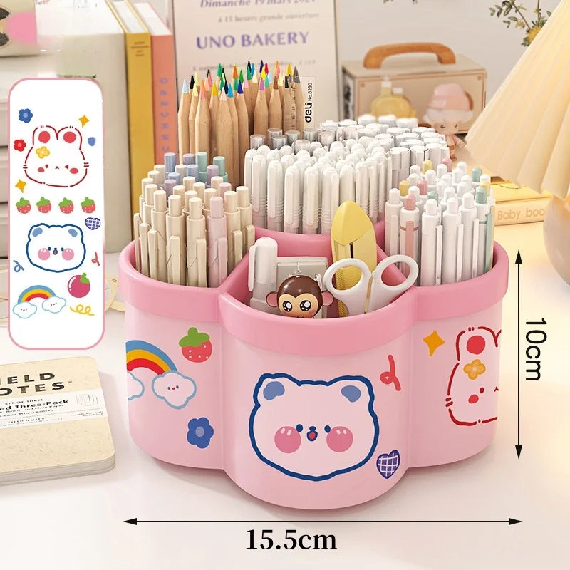 Porte-Stylos 360° Rotatif Multifonction – Organisateur Bureau Maquillage Papeterie Étudiant