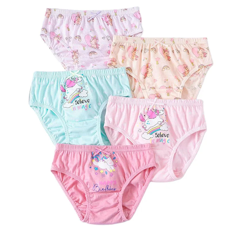 Lot 5/10 Culottes Fille Coton Licorne Arc-en-Ciel – Sous-Vêtements Cartoon Doux Respirants Préscolaire