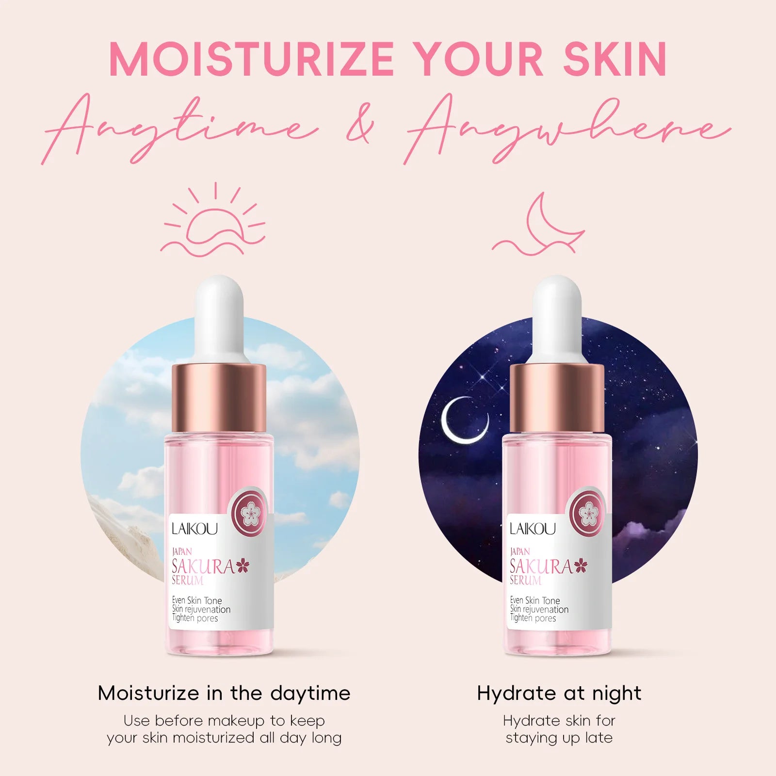 Essence Visage Sakura Laikou 17ml – Éclat Anti-Rides Hydratante Raffermissante Blanchissante