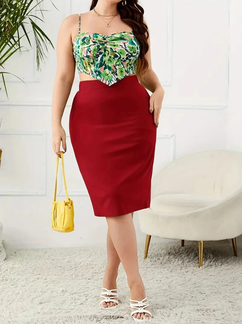 Jupe Femme Grande Taille Slim Unie Taille Haute Fendue Casual – Jupe Élégante Confortable Été Curvy | Mode Inclusive 2026