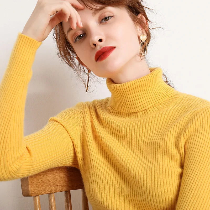 Pull Col Roulé Cachemire Ultra-Doux Femme - Tricot Basique Chic Automne Hiver | Heliar