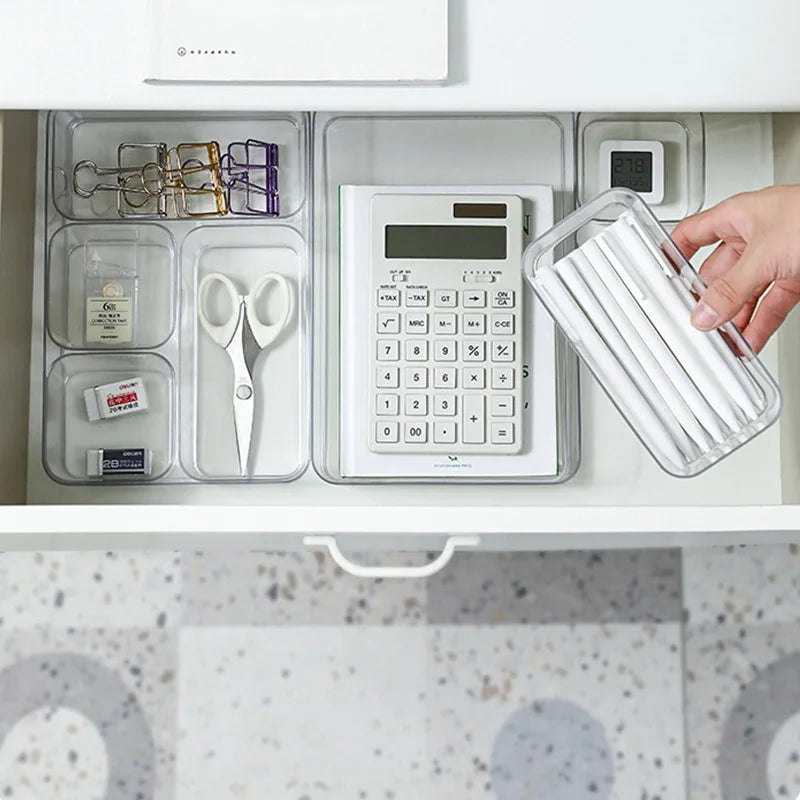 Organisateurs Tiroirs Bureau Maquillage 2025 – Boîtes Plastique Transparent | Rangement Salle de Bain & Bureau