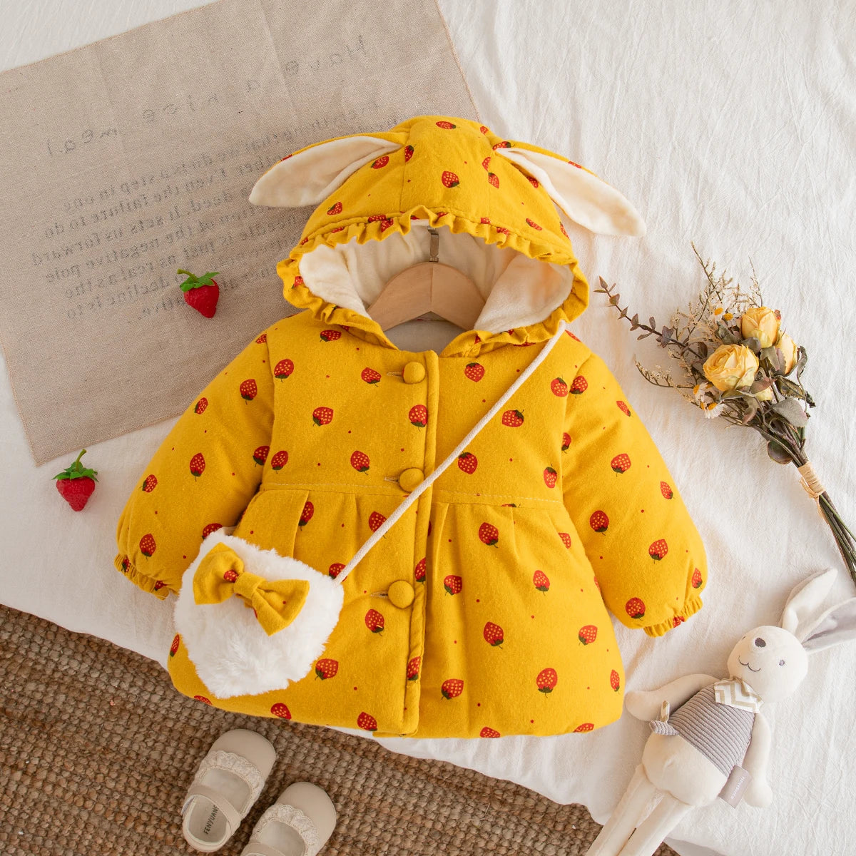 Veste Bébé Fille Hiver à Capuche – Manteau Chaud Épais Mignon 9 Mois à 3 Ans