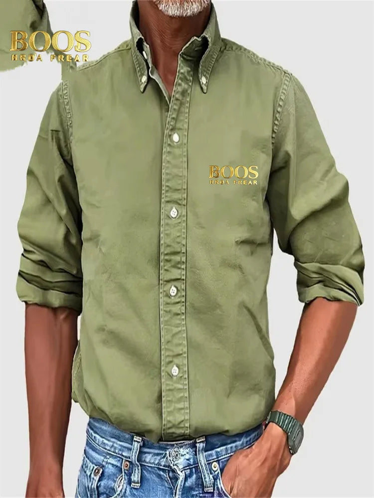 Chemise Homme Couleur Unie Col Boutonné 4 Saisons – Casual Business Urbain Polyvalent Raffiné | Mode Homme