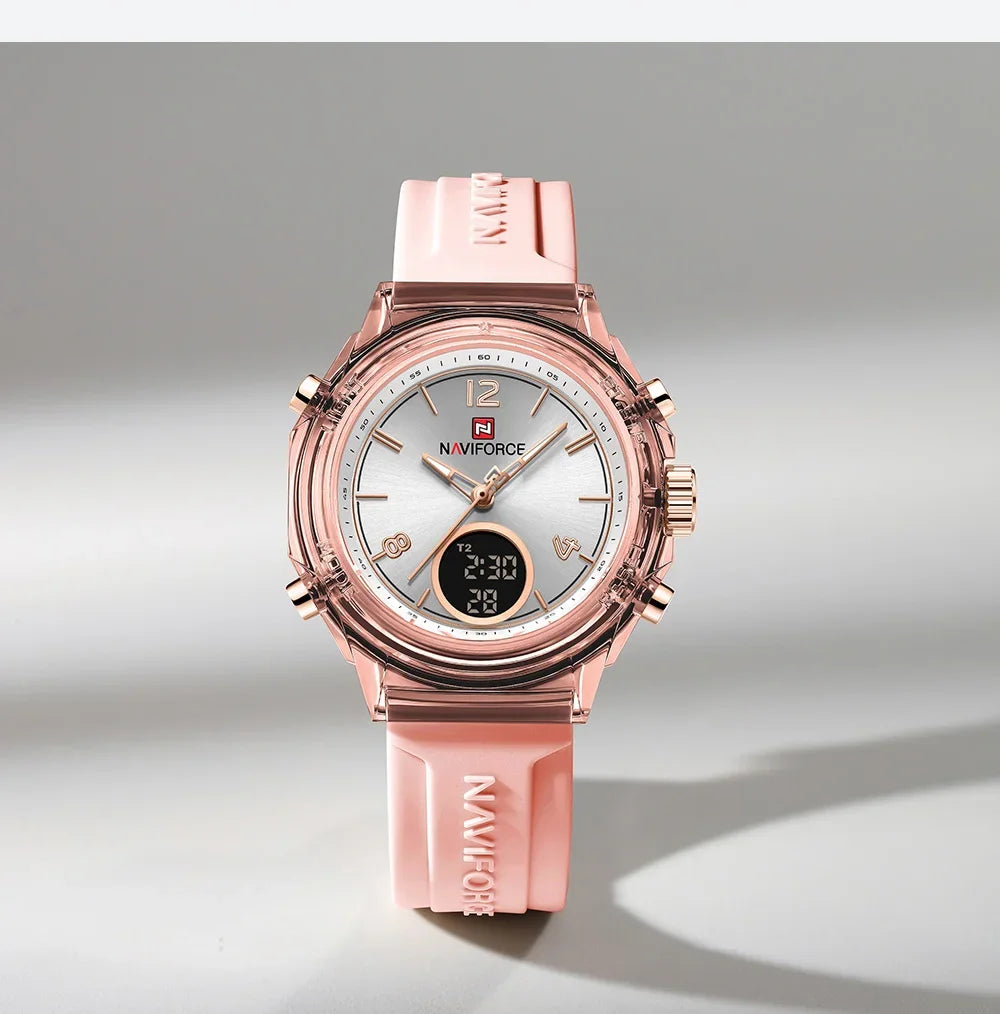 Montre Femme NAVIFORCE Sport Quartz LCD Digital – Étanche 50M Casual Fashion