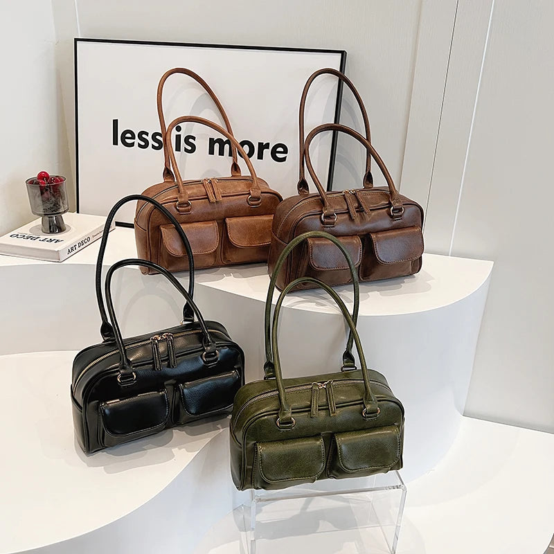 Mini Sac Épaule Double Poche Femme – Sac Aisselle Tendance 2025 Designer Luxe Purse