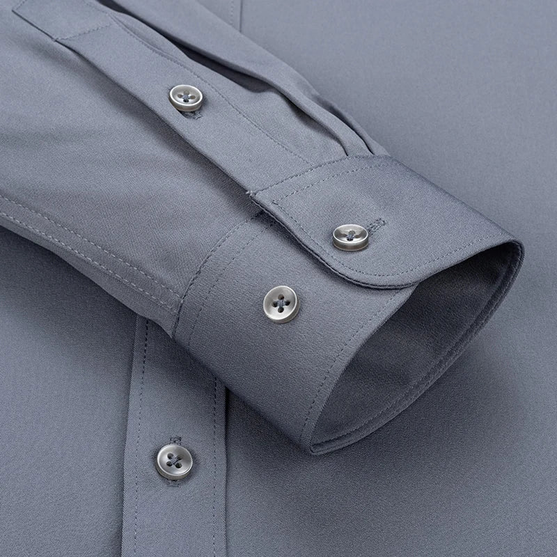 Chemise Homme Slim Fit Couleur Unie – Business Casual Classique Manches Longues Légère | Mode Homme Premium