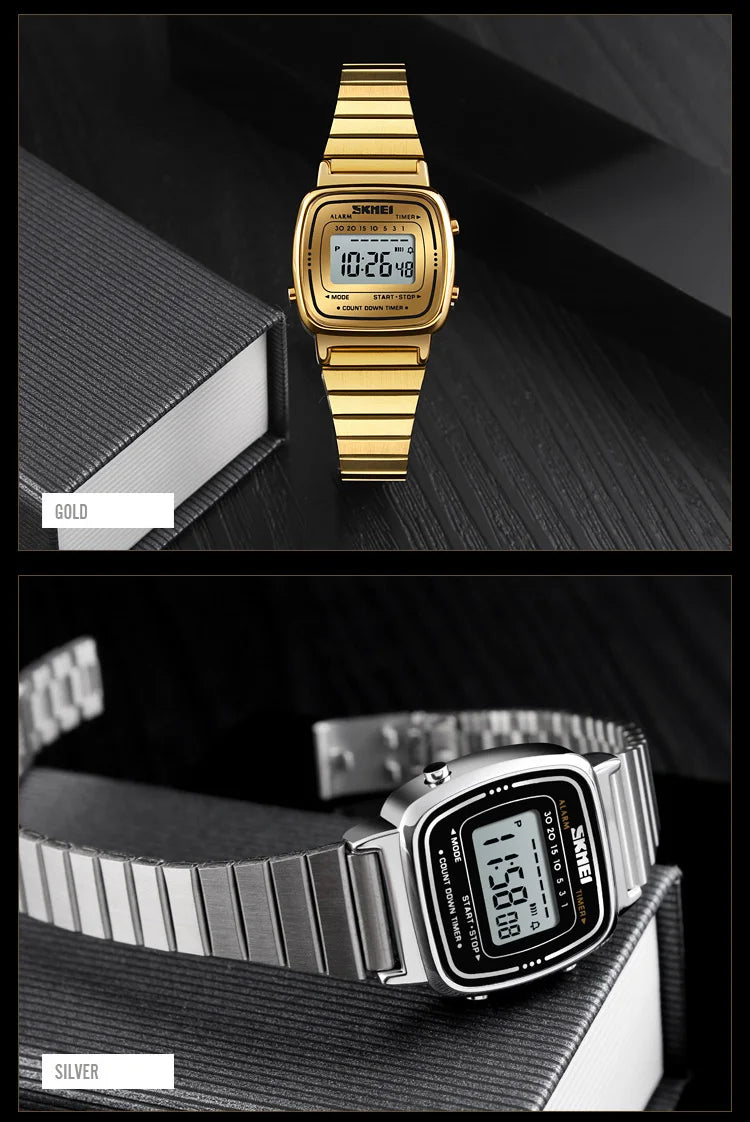 SKMEI Damen-Digitaluhr 1901 mit Chrono-Kalender kleinem Zifferblatt wasserdicht – Luxus Mode Trend