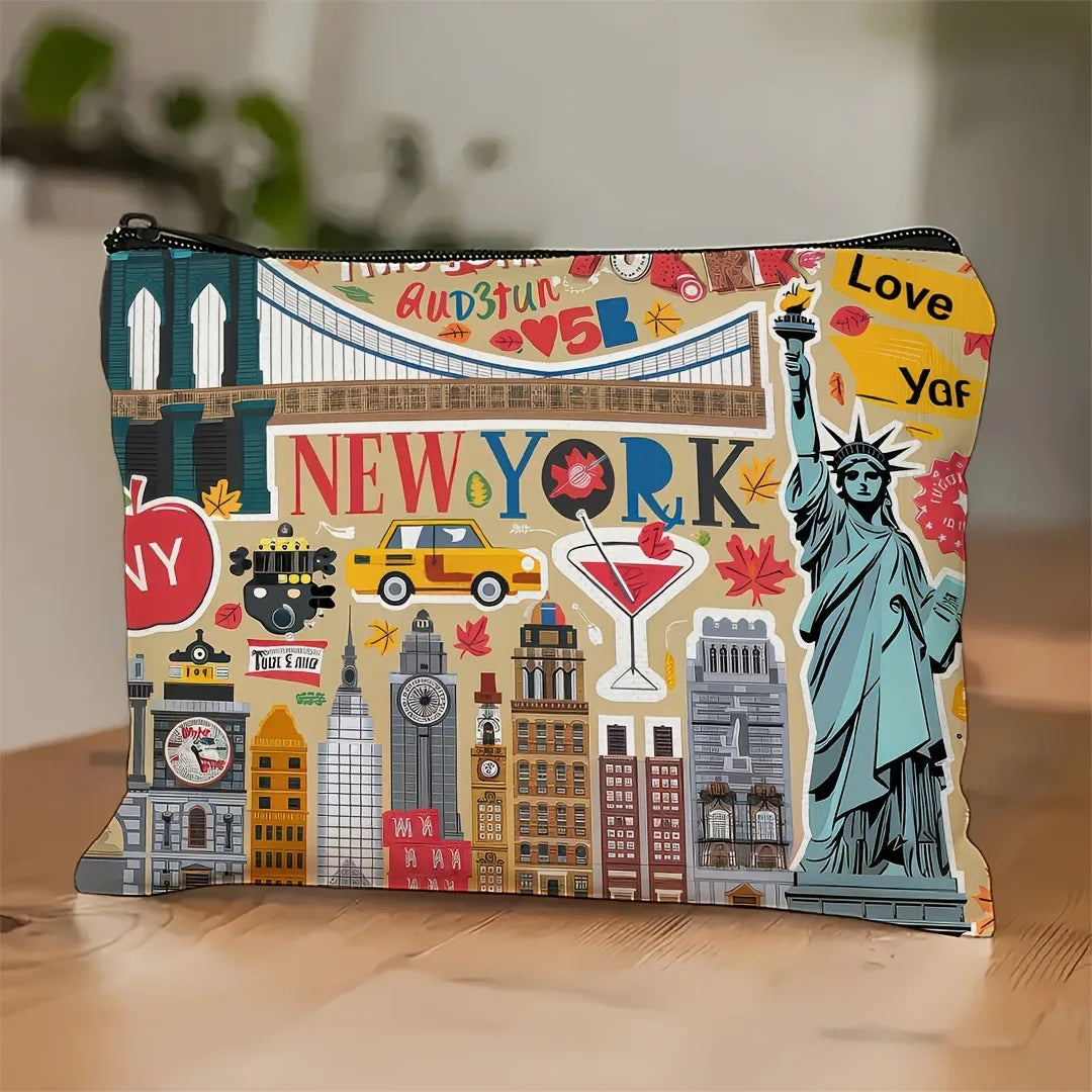 Trousse Maquillage Design New York City – Pochette Cosmétique Voyage Compacte | Cadeau Noël Femme