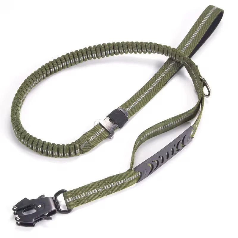Laisse Chien Grande Race Robuste Anti-Traction Bungee Tactique – 2 Poignées Rembourrées Absorption Chocs | Accessoires Chien