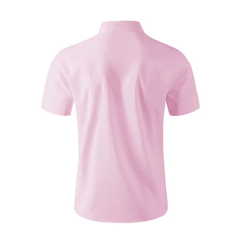 Chemise Homme Business Casual Couleur Unie Manches Courtes Été Sans Repassage Confortable Polyvalente Fashion Élégante Intemporelle – Chemise Premium Sans Repassage Business Casual Été | Mode Homme Business Casual Premium