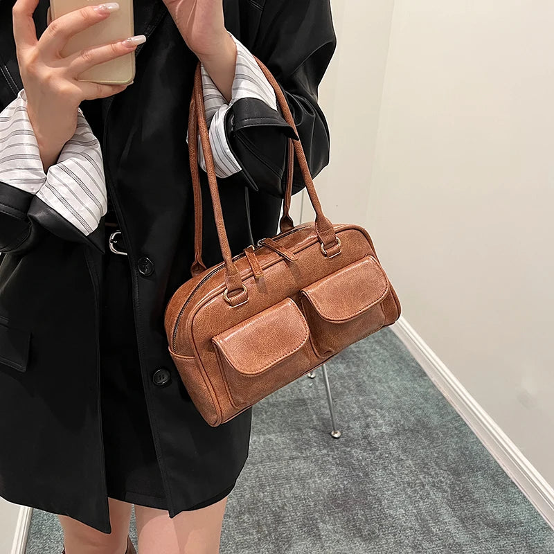 Mini Sac Épaule Double Poche Femme – Sac Aisselle Tendance 2025 Designer Luxe Purse
