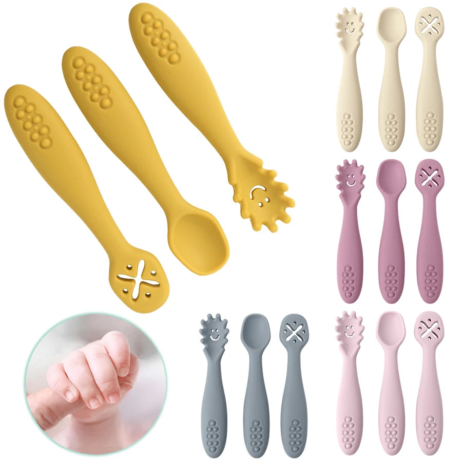 Set de 3 Cuillères d'Apprentissage Bébé – Couverts Ergonomiques pour Tout-Petits