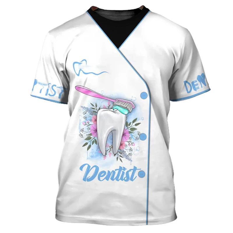 T-Shirt Dentiste Funny Cosplay Unisexe – Design Dent Mignon Col Rond Oversize Respirant Homme & Femme | Humour & Cadeau