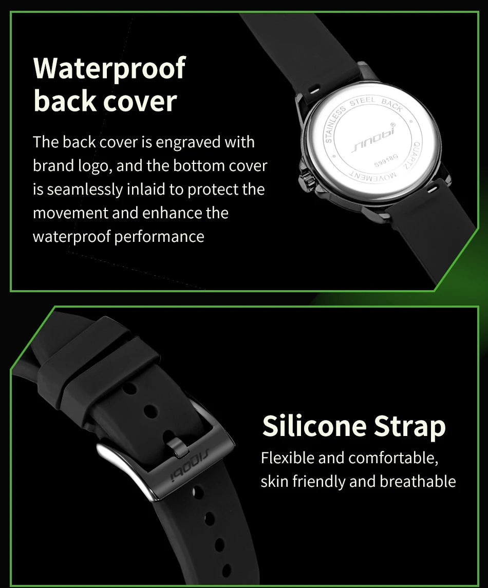 Montre Homme SINOBI Sport Quartz – Calendrier Semaine Fashion Top Brand Cadeau