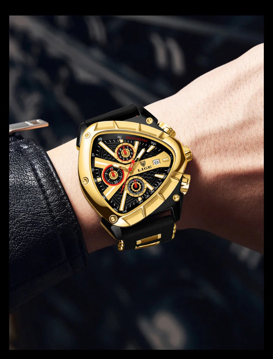 Herrenuhr LIGE Chronograph Militär Sport Armbanduhr Quarz Wasserdicht Luxus Trendig | LIGE Chronograph Militär Premium-Uhr