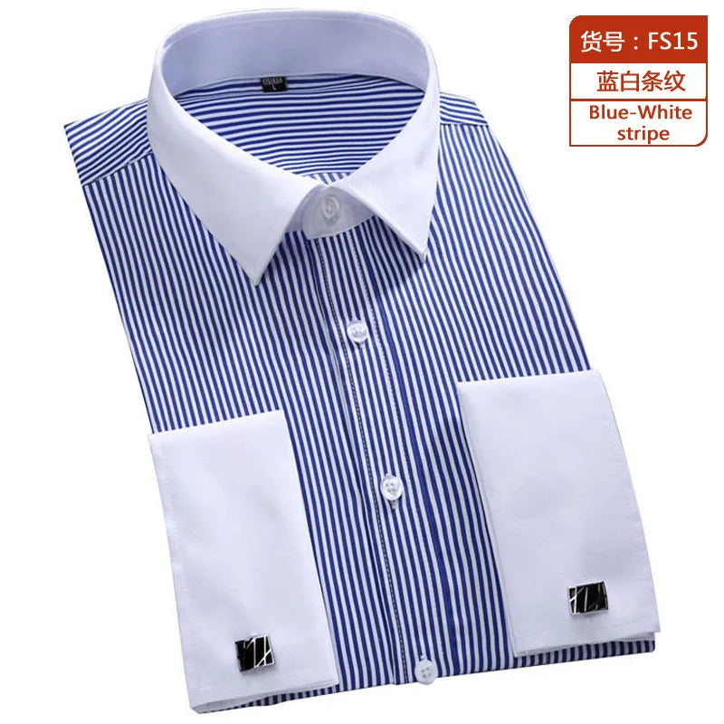 Chemise Homme Classique Poignets Français Manches Longues Coupe Standard – Formelle Business Mariage Bureau Blanche Élégante | Mode Homme Premium