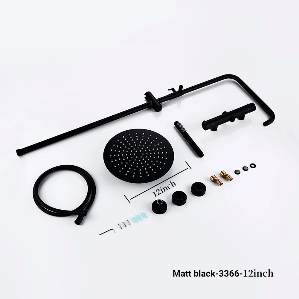 Ensemble Douche Thermostatique Mural Rose Gold – Laiton, Pommeau Pluie & Mitigeur | Système Douche Luxe Salle de Bain