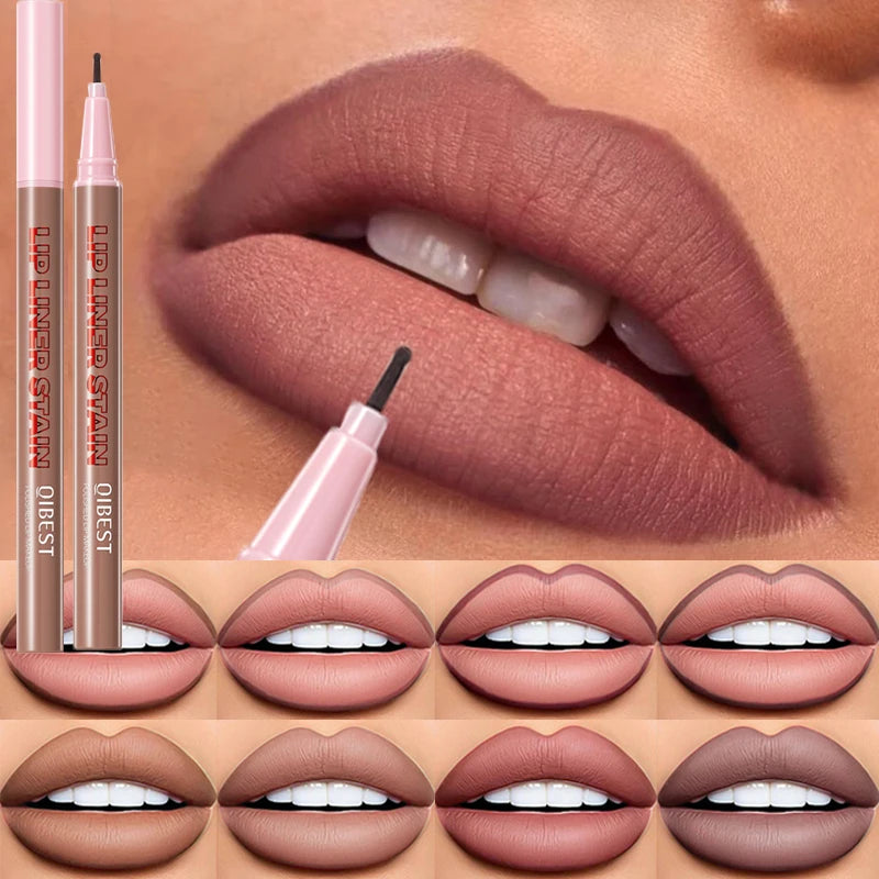 Lip Liner Liquide Mat Waterproof – Applicateur Sponge Tip Teinture | Contour Lèvres Longue Tenue