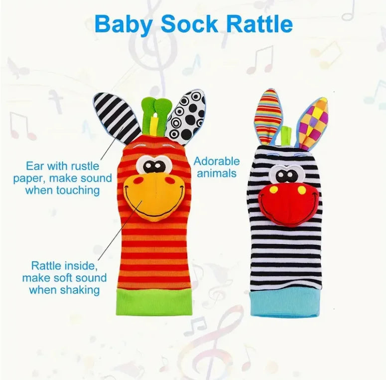Set Hochet Poignet + Chaussettes Découverte Pieds Bébé – Jouets Éveil Nouveau-Né 0-12 Mois Cadeau Naissance