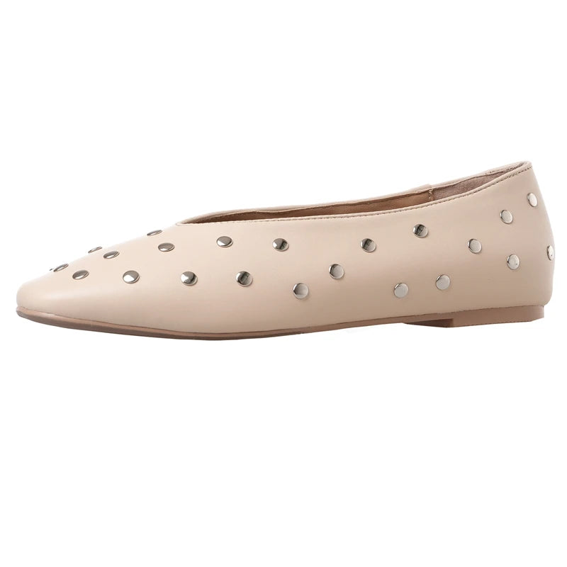 MORAZORA Ballerines Rivets Bout Carré Slip-on – Loafers Femme Noir Rouge Tailles 34-43