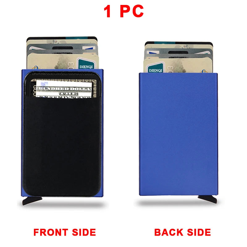 Portefeuille Homme RFID Slim Minimaliste – Porte-Cartes Métal Pop-Up Anti-Piratage