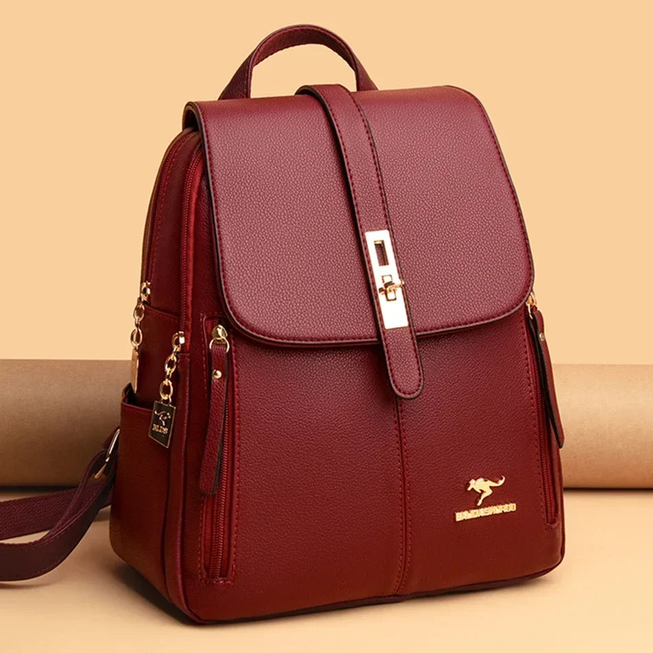 Sac à Dos Femme Cuir Vintage Grande Capacité – Rucksack École Voyage Bookbag Chic