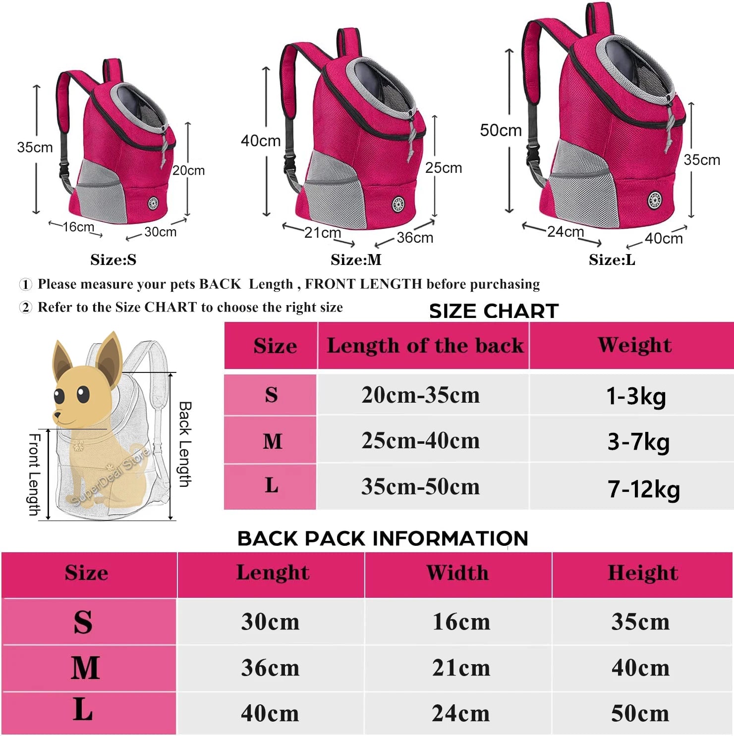 Sac à Dos Transport Chien Chat Randonnée – Respirant Réglé Bandes Réfléchissantes Sécurité