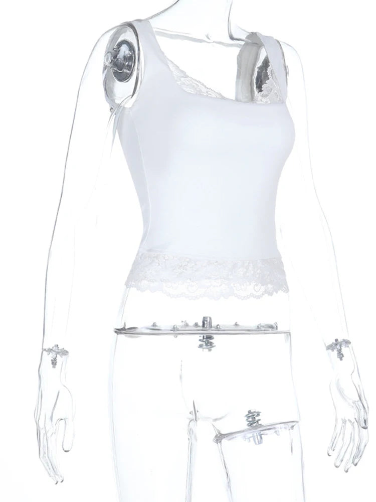 Top Élégant Satin Dentelle Patchwork Femme Manches Longues Bretelles – Chemise Ample Casual | Printemps 2026