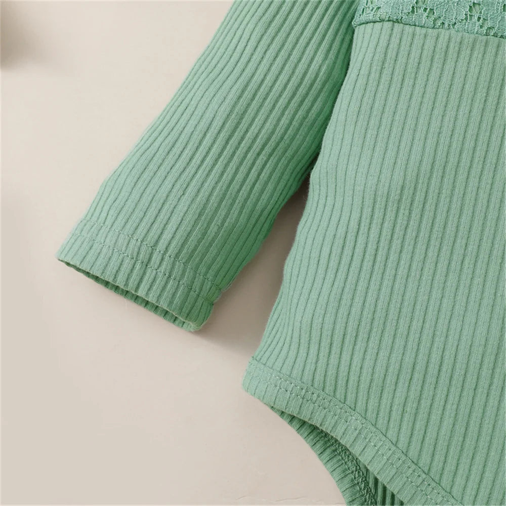 Tenue 3 Pièces Bébé Fille Fleurie – Body Manches Longues + Pantalon Fleurs + Bandeau 0-18 Mois