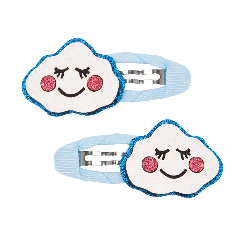 Lot 2 Barrettes Fille Bébé Motifs Adorables – Pinces Cheveux Enfant Animal Fruit Fleur Lapin Kitty