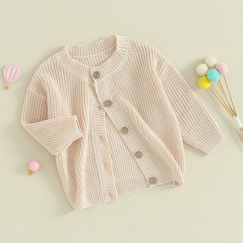 Gilet Cardigan Bébé Tricoté Coton Unisexe – Pull Printemps Automne Enfant Garçon Fille