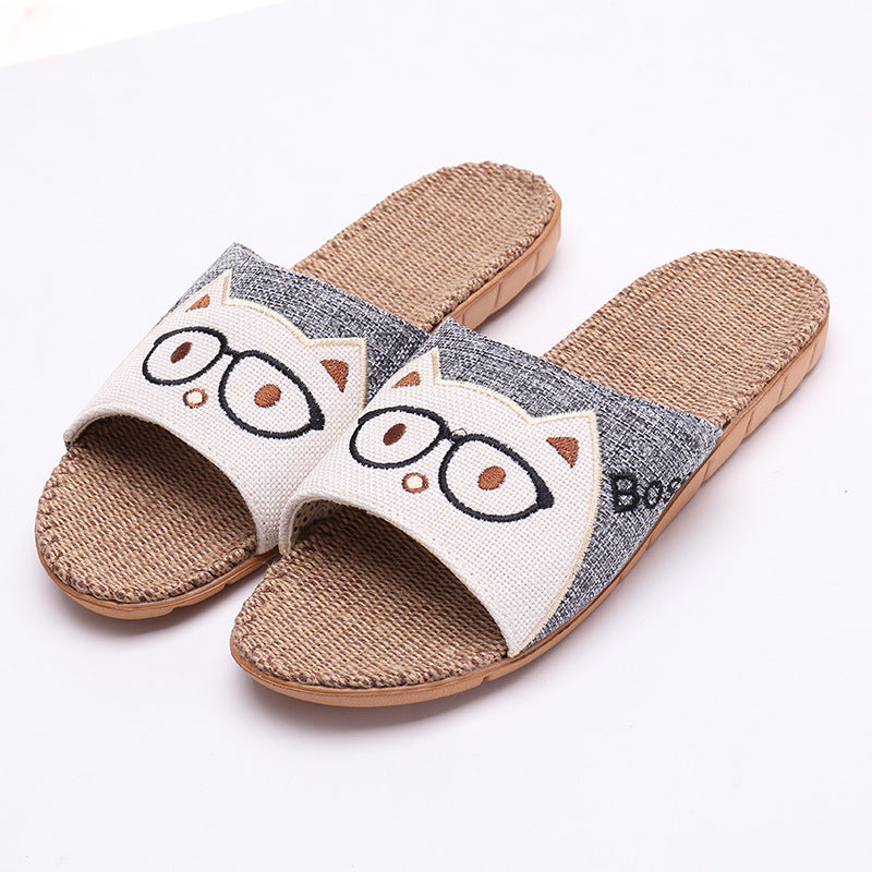 Pantoffeln Leinen Cartoon Kinder Anti-Rutsch – Atmungsaktive Dicke Sohle Indoor Paar Unisex
