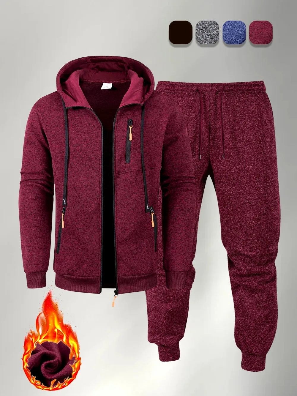 Ensemble Jogging 2 Pièces Homme Zip Capuche – Sweatshirt Pantalon Sportswear Casual Automne