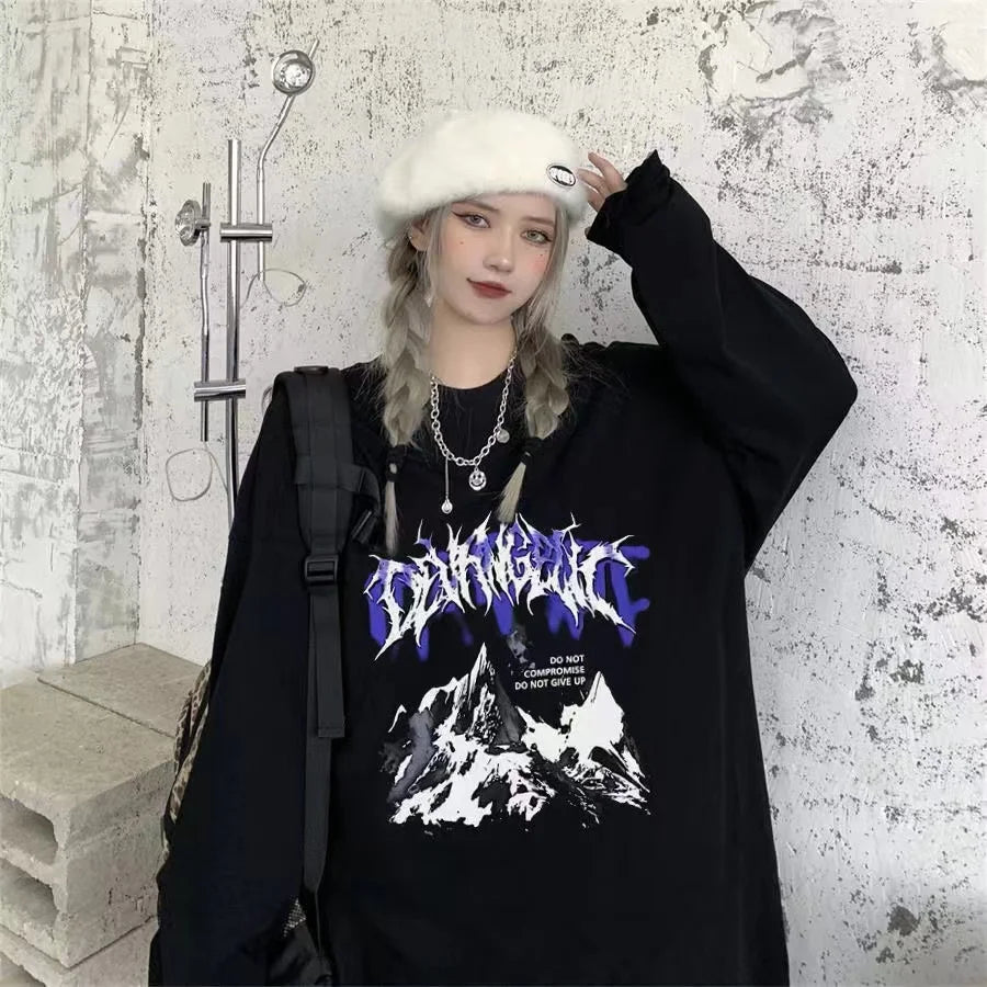 T-Shirt Homme Oversize Manches Longues Croix d'Épines Dark Hip-Hop Y2K Gothic Streetwear Été Tendance – Tee Graphique Dark Aesthetic Unisexe | Mode Streetwear Premium