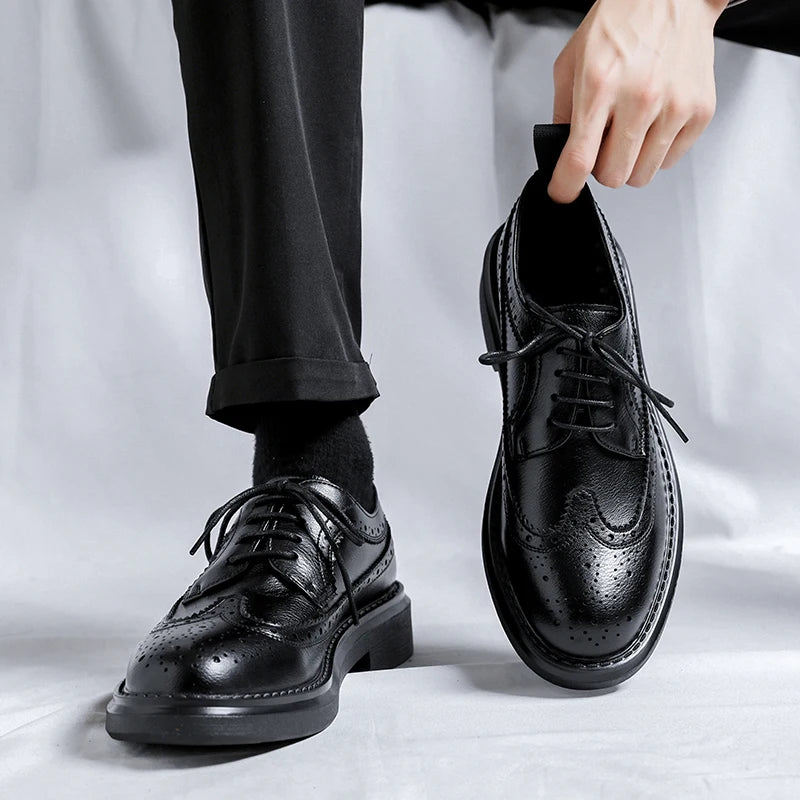 Brogues Oxfords Patent Leather Homme – Lacets Formal Noir Mariage Fête Dress Shoes