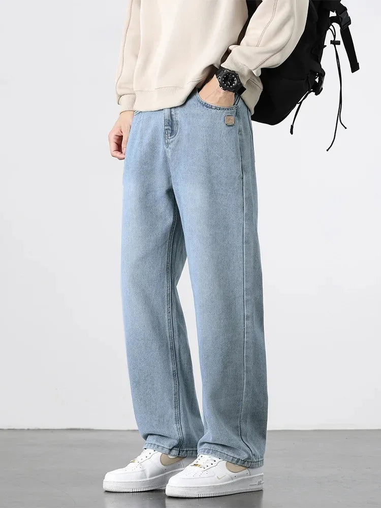 Jean Homme Droit Baggy Large Jambe Retro Américain Streetwear Korean Fashion Loose Denim Casual Printemps Automne Tendance – Jean Premium Wide Leg Urban | Mode Homme Streetwear Premium