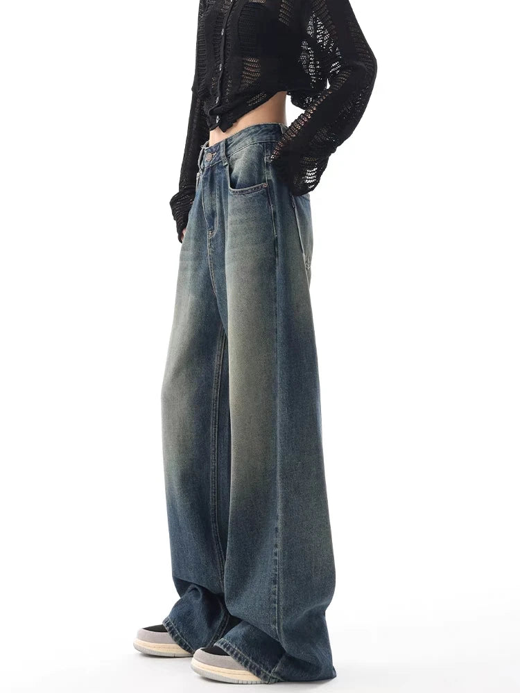 Jean Baggy Femme Taille Haute Boutons Vintage Style Américain Slim Casual Automne – Duomofu | Jean Chic Décontracté Mode