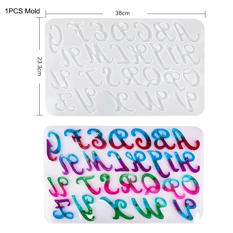Moule Silicone Alphabet & Chiffres – Résine Époxy, Bougies d’Anniversaire & Bijoux DIY | Porte-Clés, Pendentifs & Déco | Kit Complet