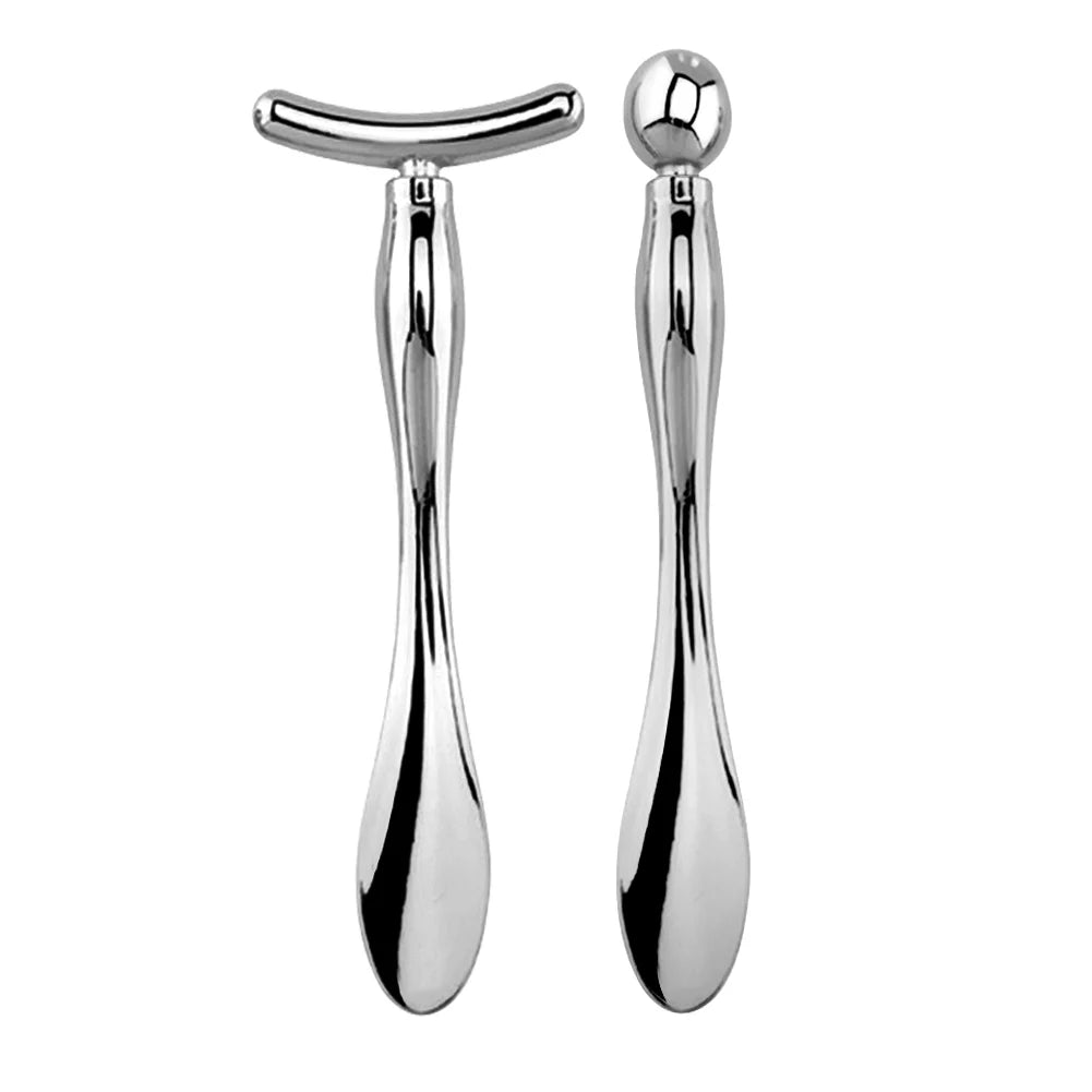 Stick Masseur Visage & Yeux 2-en-1 – Applicateur Crème Anti-Rides & Cernes | Lifting Facial | Spatule & Mini Cuillère Skincare