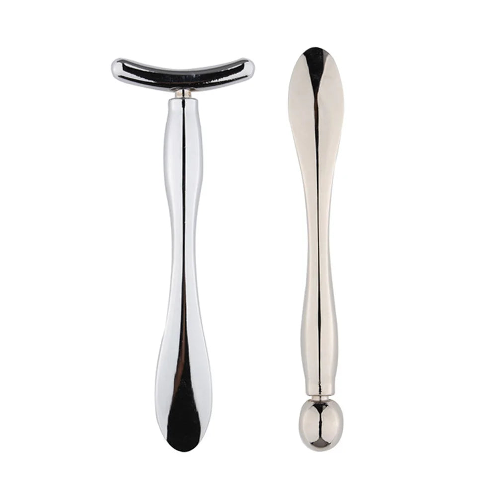 Stick Masseur Visage & Yeux 2-en-1 – Applicateur Crème Anti-Rides & Cernes | Lifting Facial | Spatule & Mini Cuillère Skincare