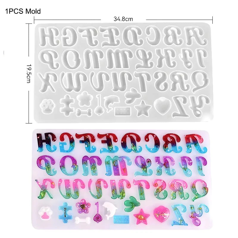 Moule Silicone Alphabet & Chiffres – Résine Époxy, Bougies d’Anniversaire & Bijoux DIY | Porte-Clés, Pendentifs & Déco | Kit Complet