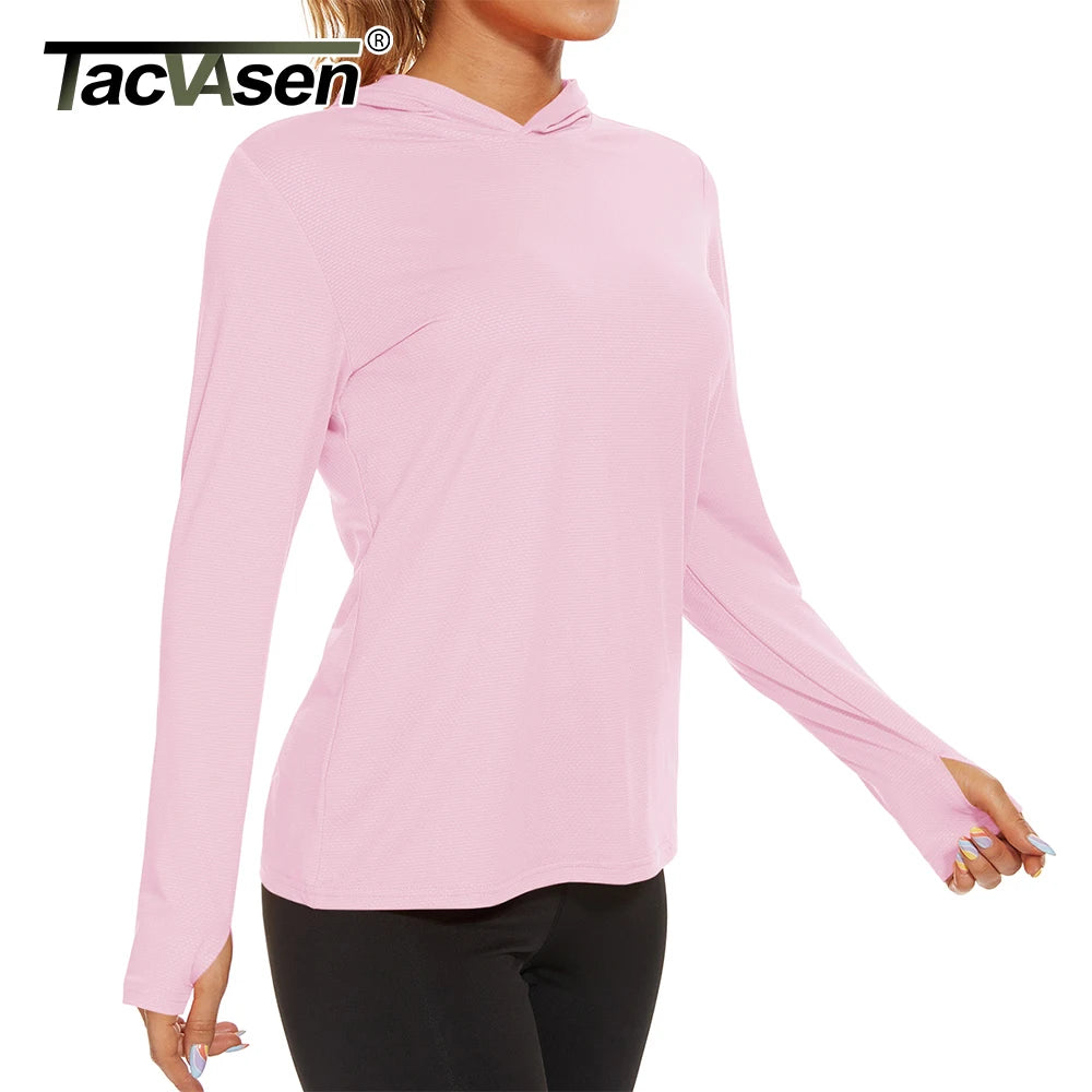 T-Shirt Anti-UV UPF 50+ À Capuche Manches Longues Femme - Pêche, Randonnée & Sport Outdoor | TACVASEN