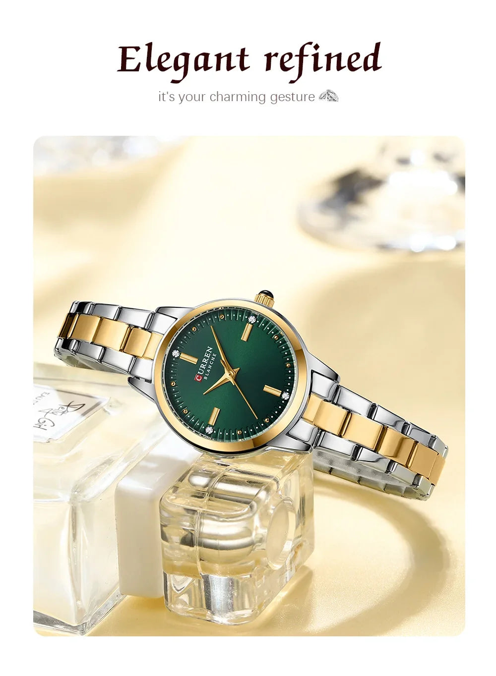 Montre Femme Luxe CURREN Dorée Quartz Acier Inoxydable – Étanche Élégante Minimaliste