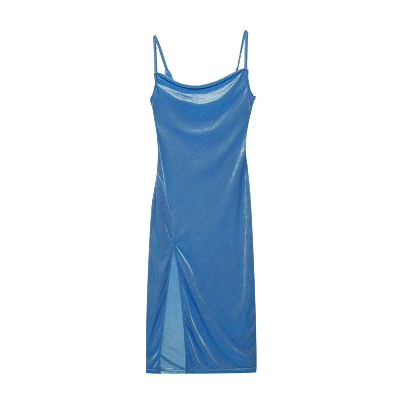 Robe Maxi Velours Sans Manches Fente Sexy - Style Y2K Élégant Soirée & Streetwear Femme