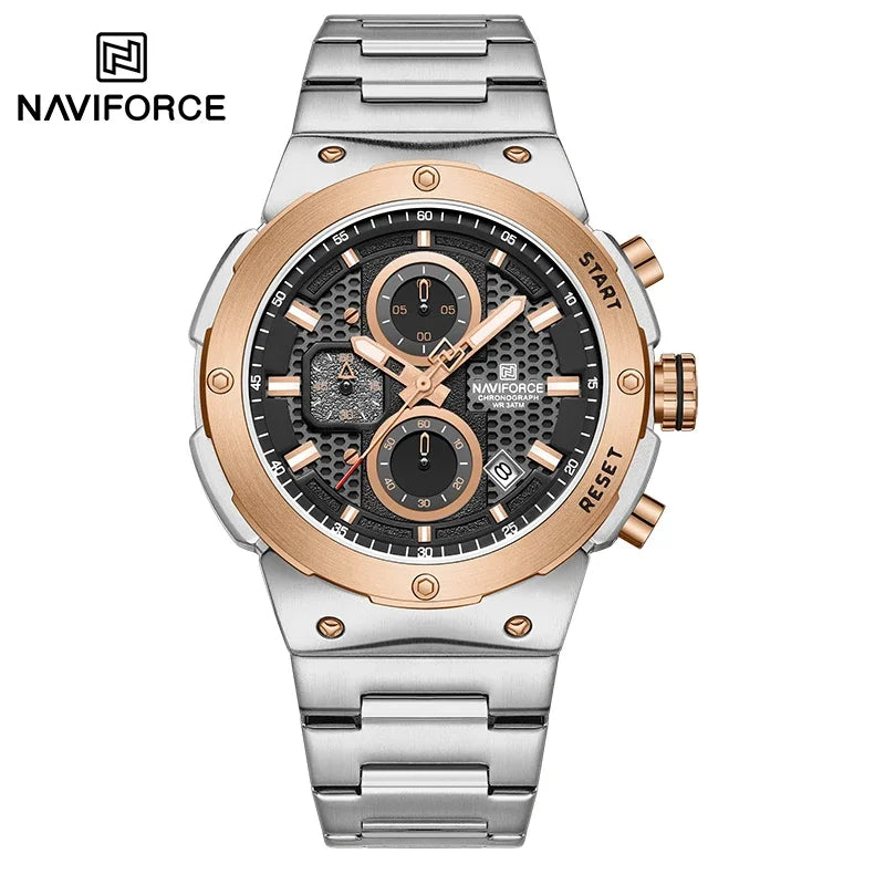 Montre Homme Chronographe Sport Luxe NAVIFORCE – Quartz Date Fashion Masculino