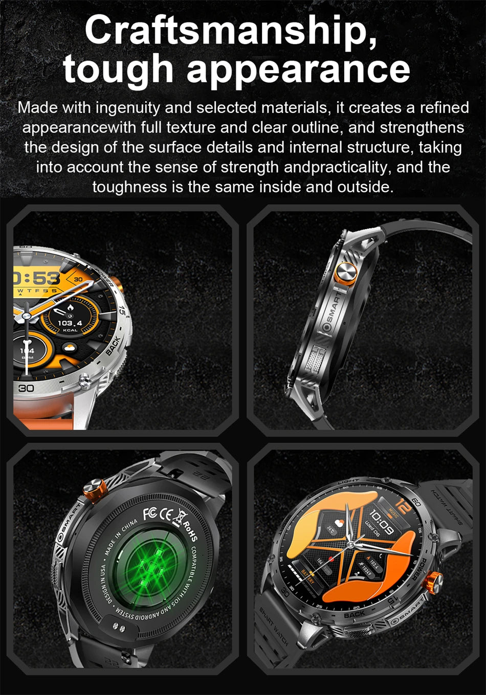 Smartwatch Homme 2026 Écran AMOLED 1.75" Ultra HD – Batterie 730mAh Bluetooth Appel Sport Android iOS