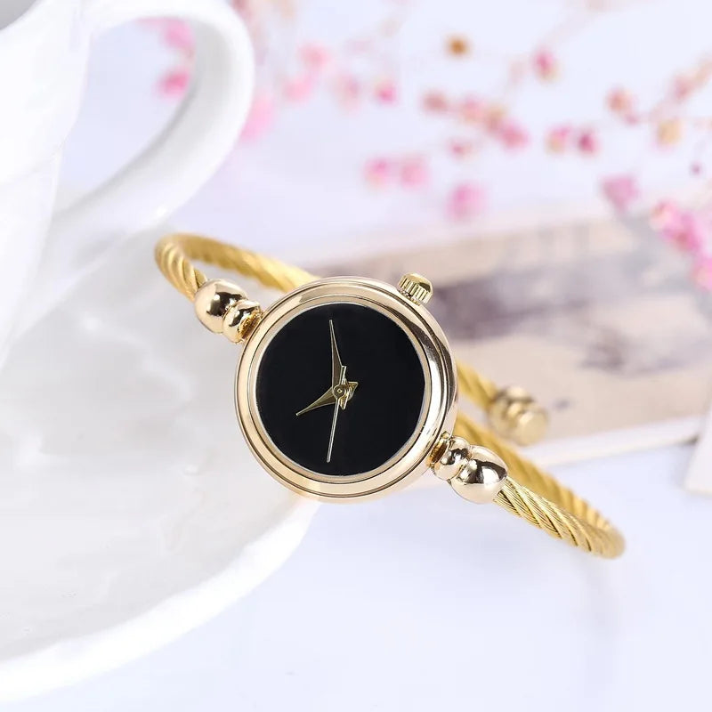 Montre Femme MAYZHISU Rétro Quartz Or – Bracelet Bangle Chaîne Acier Luxe Minimaliste