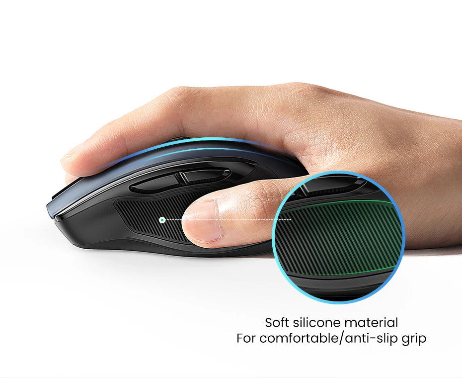 UGREEN Souris Sans Fil Ergonomique – Bluetooth 5.0 & 2.4G, 4000 DPI, 6 Boutons Silencieux | MacBook, PC & Tablette